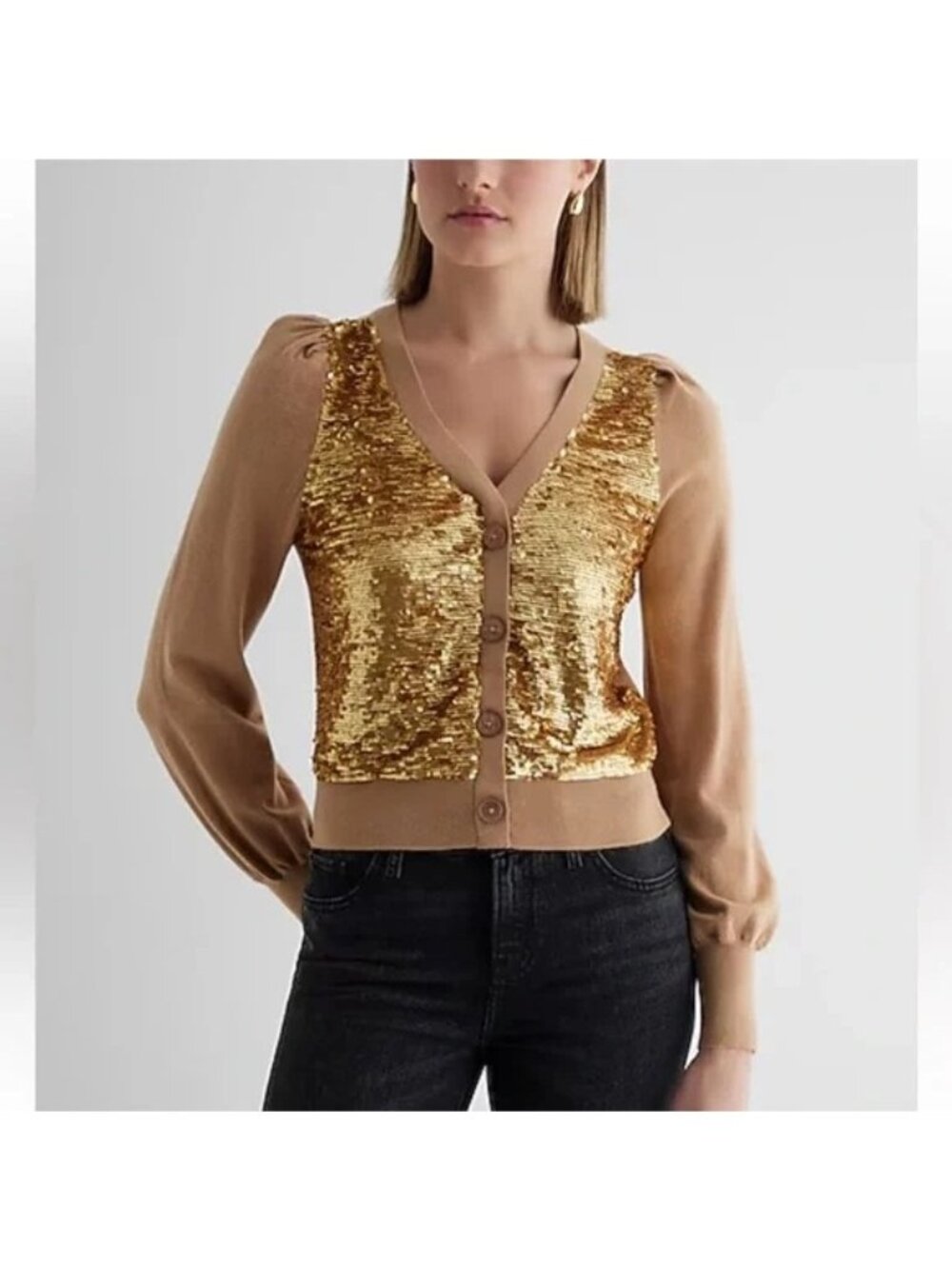 Express Sequin Button Front Cardigan Sweater Size Small New with Tag